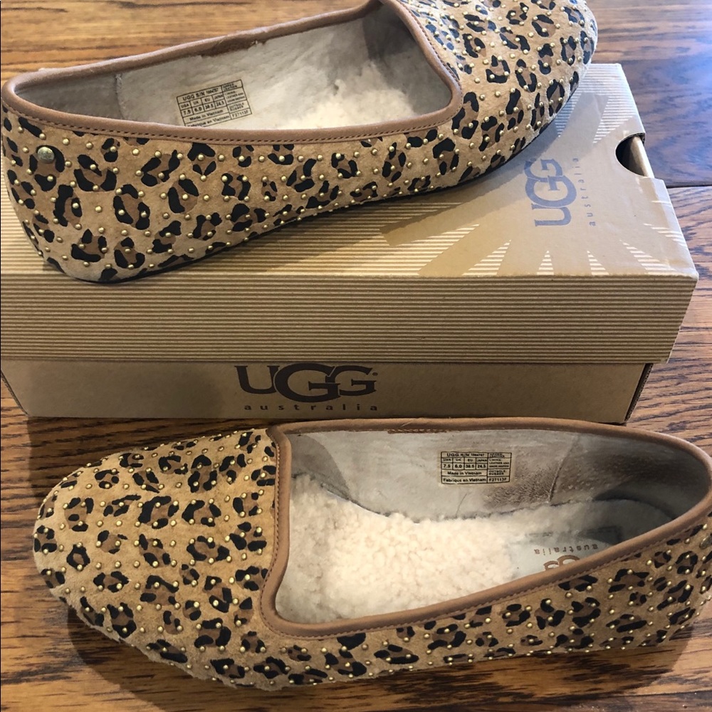 UGG leopard print flats with shearling lining